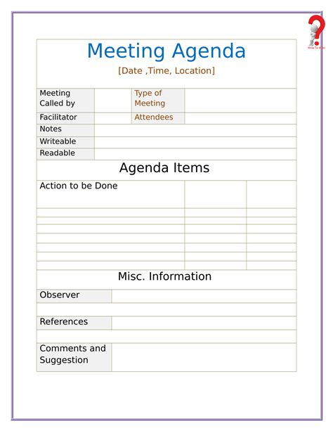 Simple Agenda Template