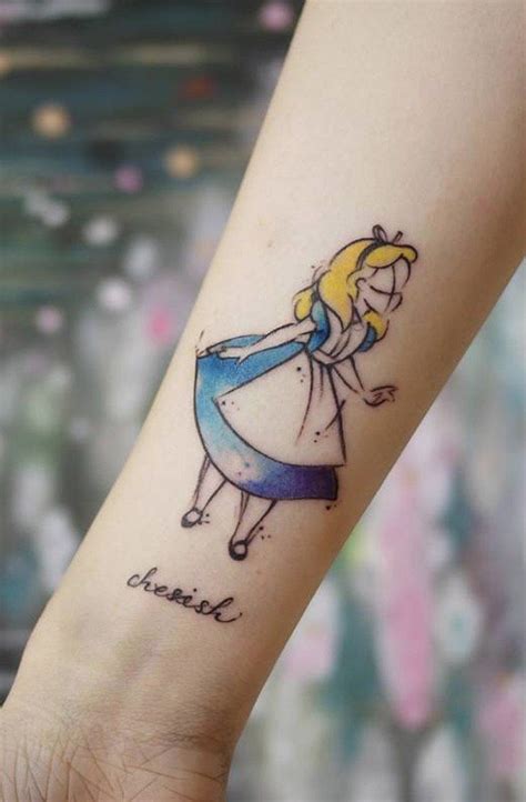 Simple Alice Wonderland Tattoo Design