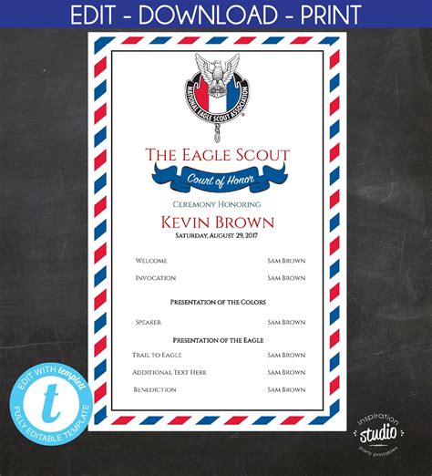 Simple and Elegant Eagle Scout Court of Honor Program Template