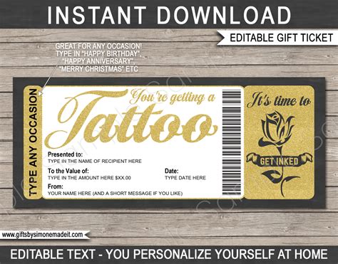 Simple and Elegant Tattoo Gift Card