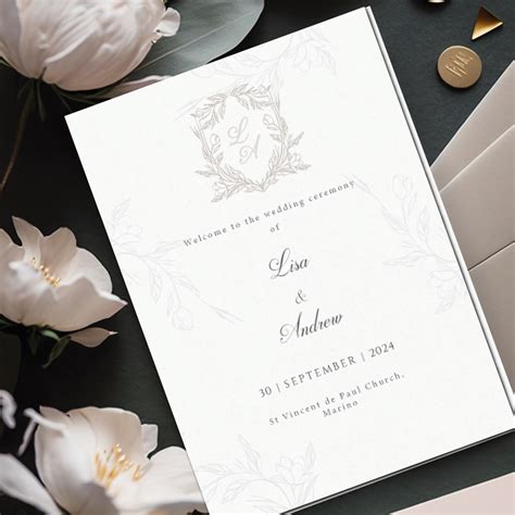 Simple and Elegant Wedding Ceremony Booklet Design