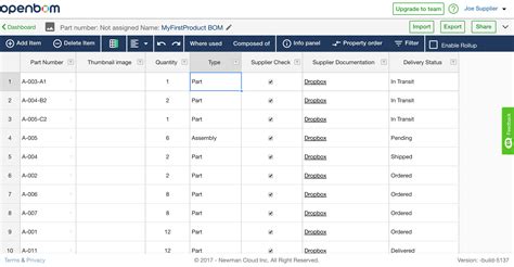 Simple Bill of Materials Example