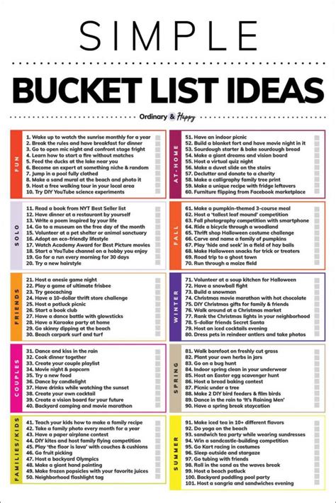 Simple Bucket List Template