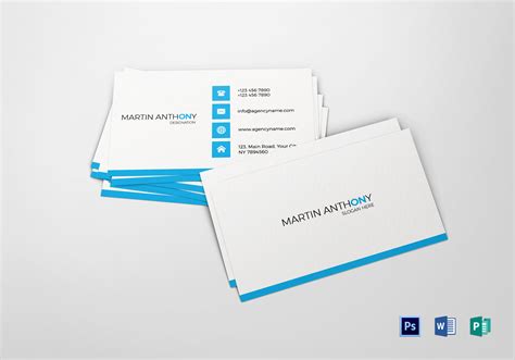 Example of a simple business card template in Excel