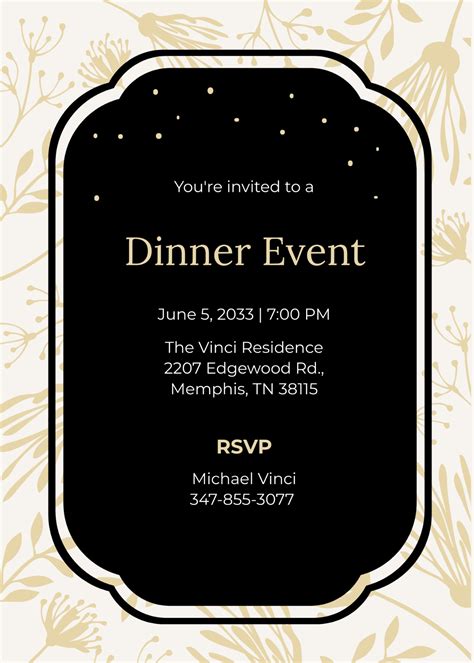 Simple business dinner invitation template