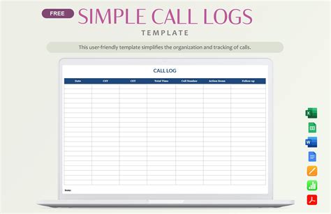 Simple Call Log Template