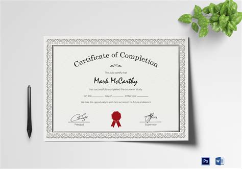 Simple Certificate of Completion Template