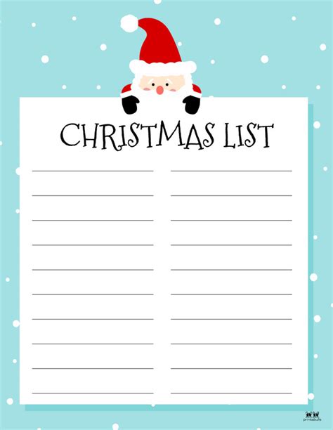 Simple Christmas List Template