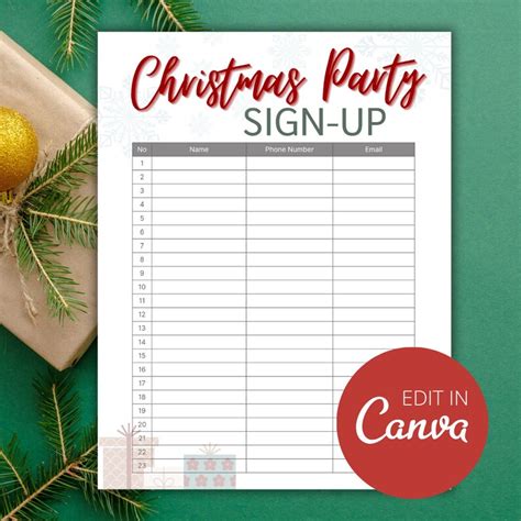 Simple Christmas Sign Up Sheet