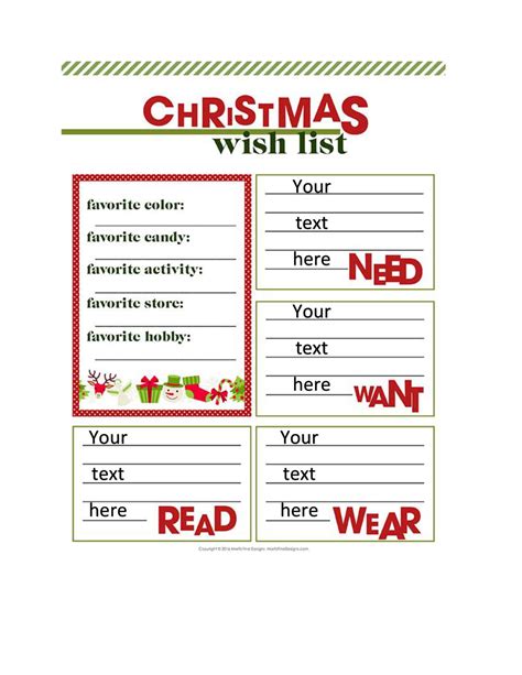 Simple Christmas Wishlist Template