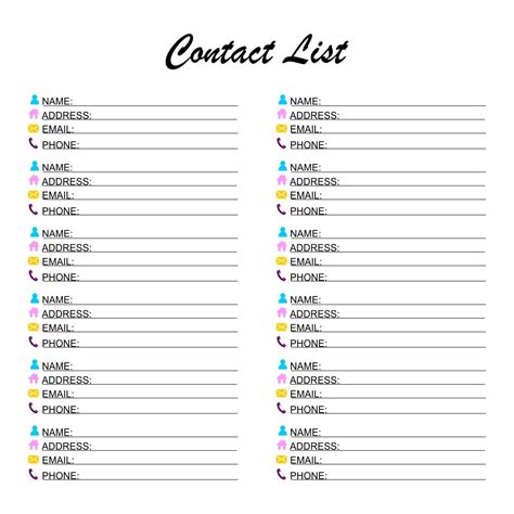 Simple Contact List Template