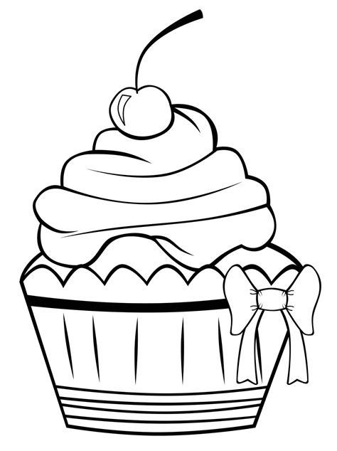 Simple cupcake coloring page for kids