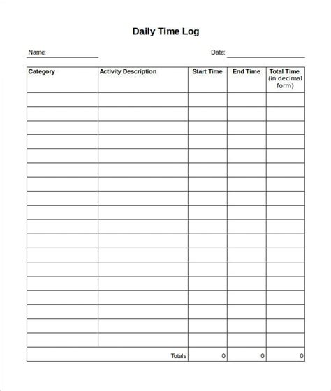 Simple Daily Log Template in Excel