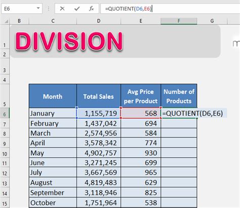 Simple division ratio in Excel