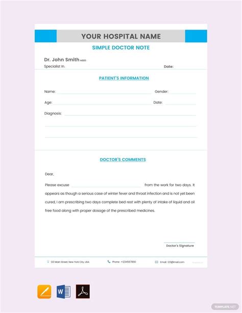 Simple Doctor's Note Template