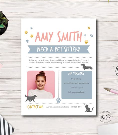 Simple dog sitting flyer template