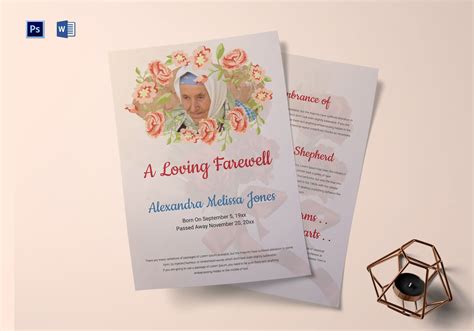 Example of a simple elegance funeral program template