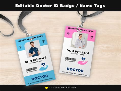 Simple elegant doctor name tag template