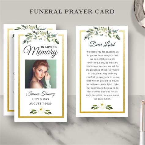 Simple and Elegant Funeral Prayer Card Template