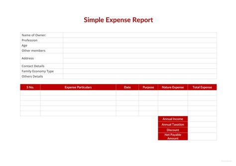 Simple Expense Report Template