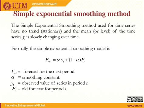 Simple Exponential Smoothing Formula