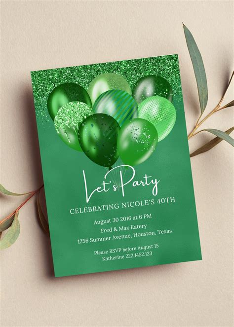 Simple Green Birthday Invitation