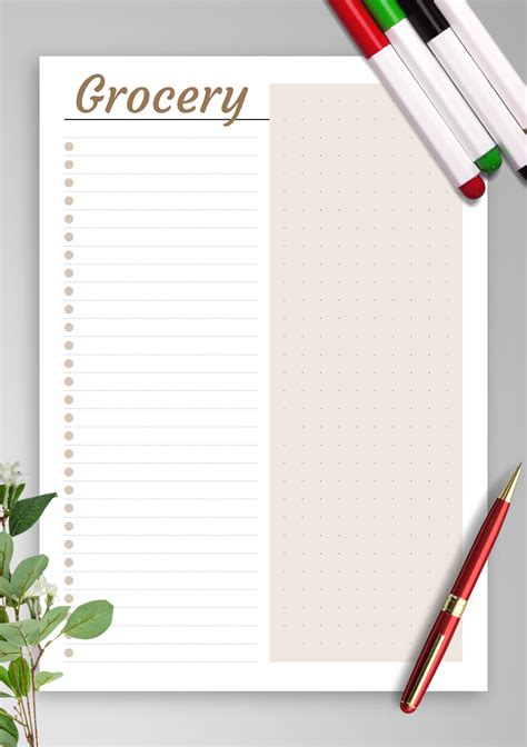 Simple Grocery List Template