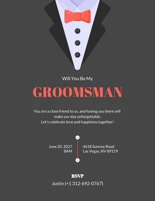 Simple Groomsman Invitation Template