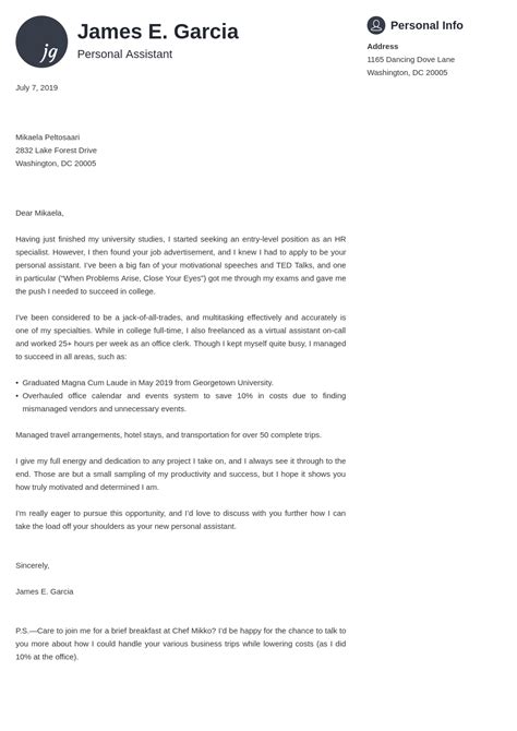 Simple LaTeX Cover Letter Template