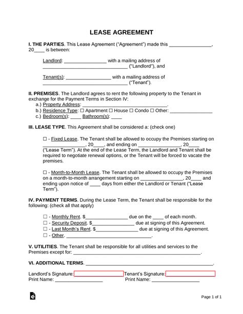 Simple Lease Agreement Template