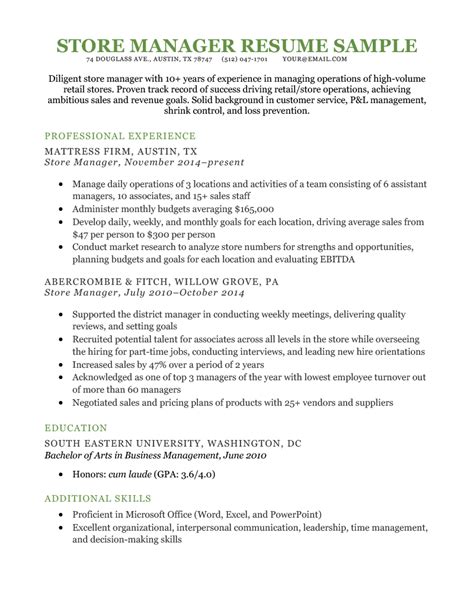 Simple Manager Resume Template