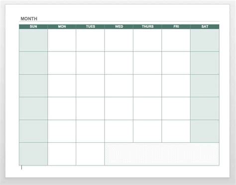 Simple monthly calendar template in Word