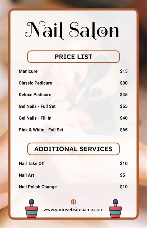 Simple nail menu template