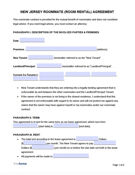 Simple NJ Lease Agreement Template