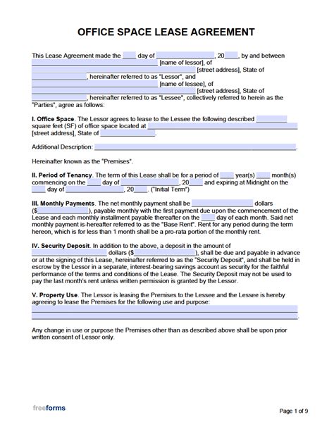 Simple Office Lease Agreement Template Word