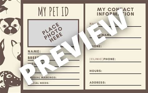 Simple Pet ID Card Template