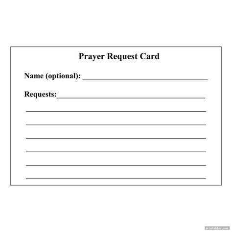 Simple Prayer Request Card Template