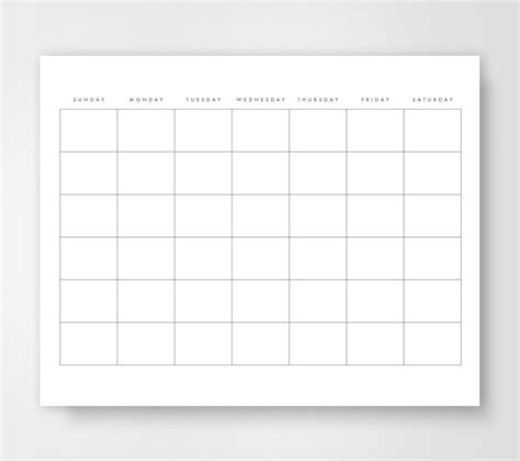 Simple printable calendar