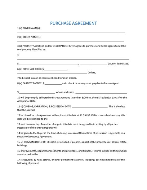 Simple Purchase Agreement Templates in Word