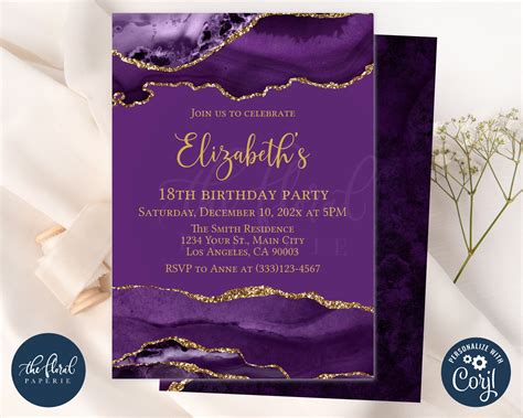 Simple Purple Invitation Template Example