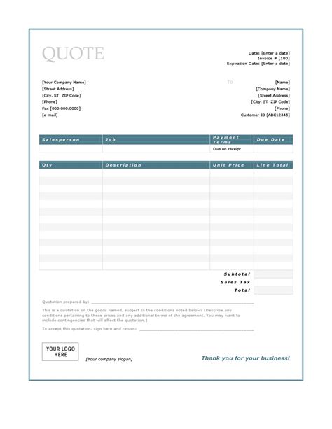 Simple Quote Invoice Template