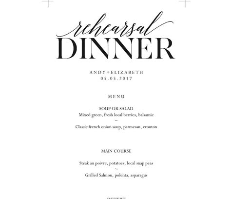 Simple rehearsal dinner template