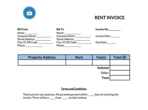 Simple Rental Invoice Template in Microsoft Word