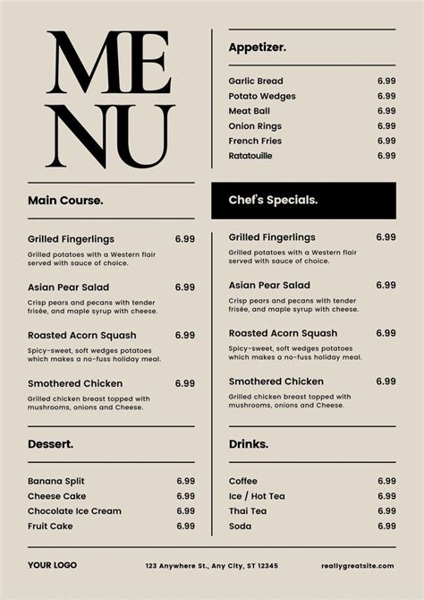 Simple Restaurant Menu Template