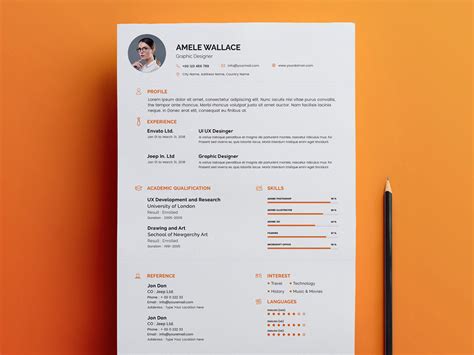 Simple Resume Template PSD Design