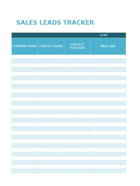 Simple Sales Lead Tracking Template