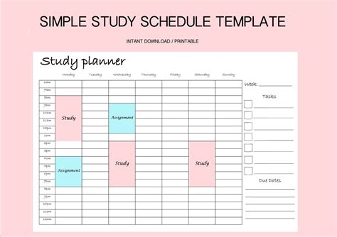 Simple Study Schedule Template