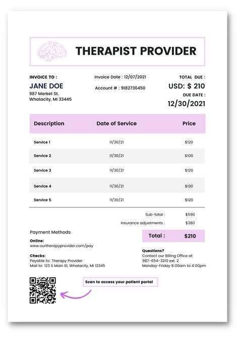 Simple Therapy Invoice Template