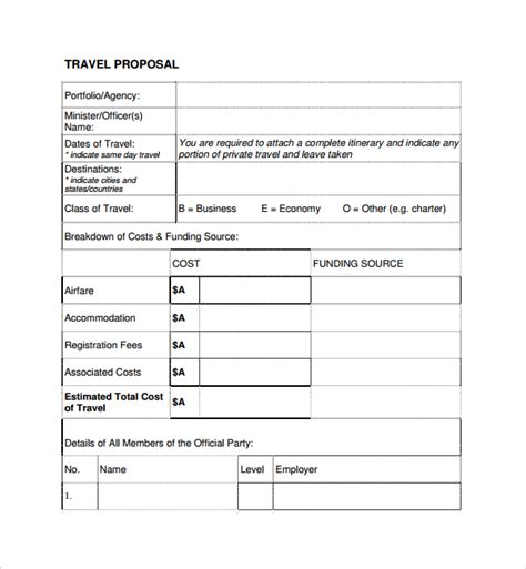 Simple Travel Proposal Template Example