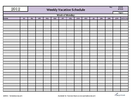 Simple Vacation Calendar